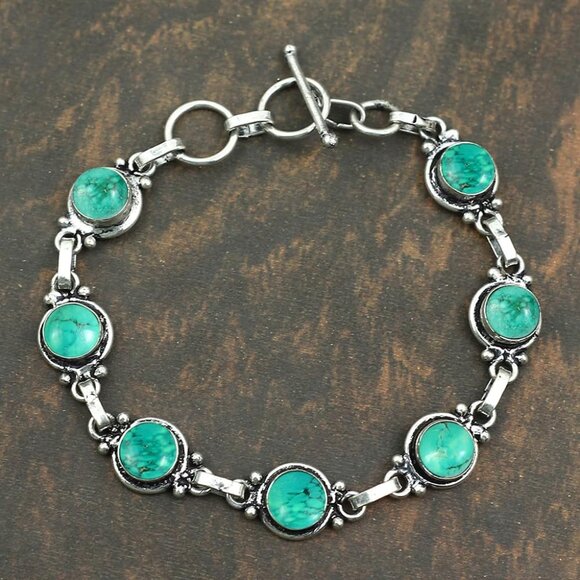 Round Shape Natural & Synthetic Gemstones Silver Plated Bracelets for Women - Vi - Picture 4 of 6